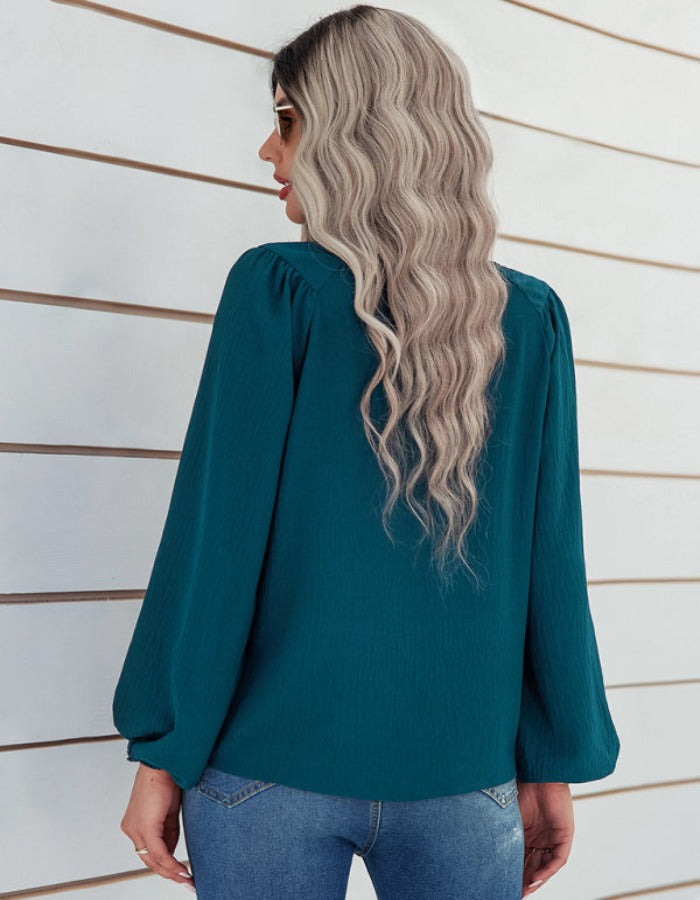 SHOPIQAT Women's Casual Loose Round Neck Solid Color Pullover Shirt - Premium  from shopiqat - Just $7.800! Shop now at shopiqat