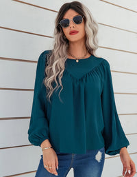 SHOPIQAT Women's Casual Loose Round Neck Solid Color Pullover Shirt - Premium  from shopiqat - Just $7.800! Shop now at shopiqat