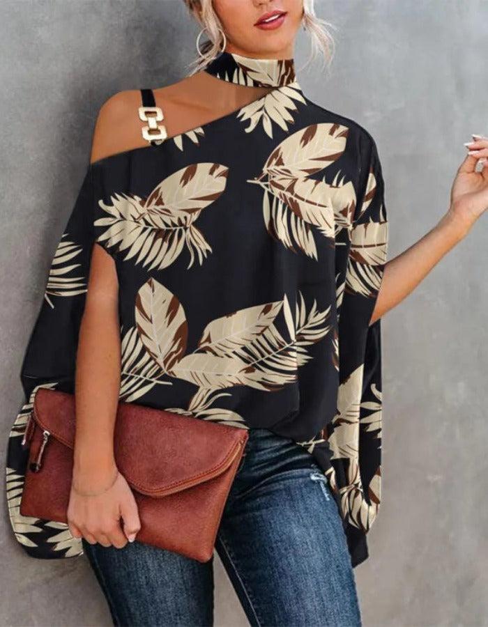 SHOPIQAT Halter Neck Dolman Sleeve Print Shirt Ladies Shirt Women's Clothing - Premium  from shopiqat - Just $7.200! Shop now at shopiqat