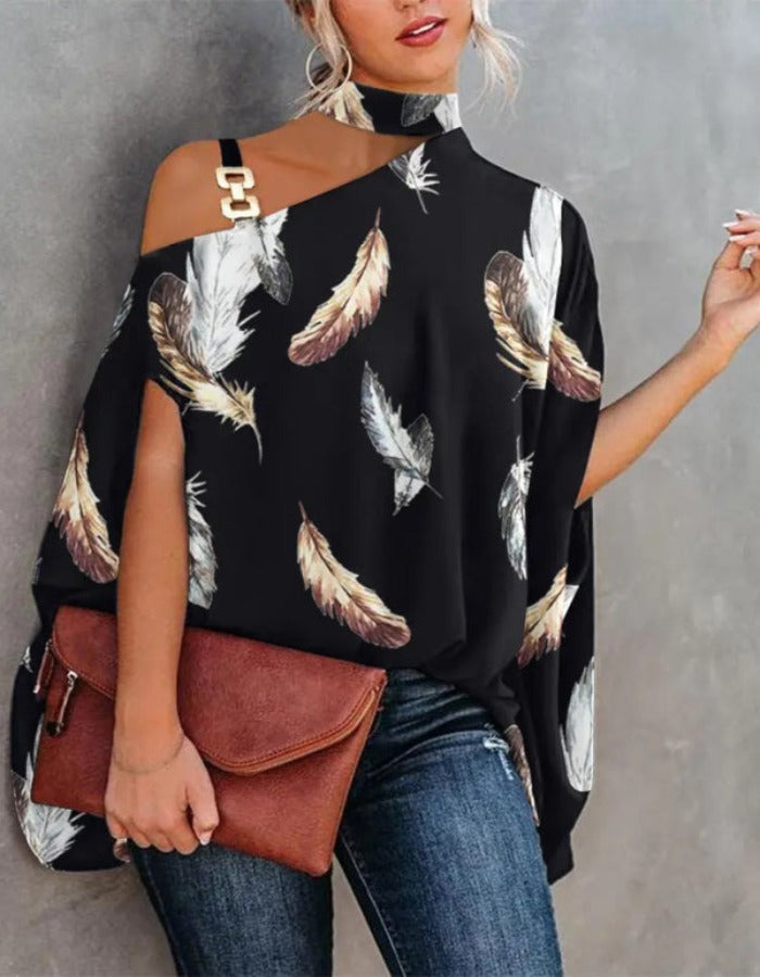 SHOPIQAT Halter Neck Dolman Sleeve Print Shirt Ladies Shirt Women's Clothing - Premium  from shopiqat - Just $7.200! Shop now at shopiqat
