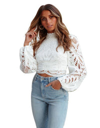 SHOPIQAT Women's Woven Elegant Fashion Hollow Lace Shirt - Premium  from shopiqat - Just $7.900! Shop now at shopiqat