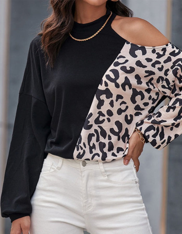 SHOPIQAT Women's Casual Long Sleeve Hollow Off Shoulder Bottoming Shirt Half Turtle Neck Top - Premium  from shopiqat - Just $7.900! Shop now at shopiqat