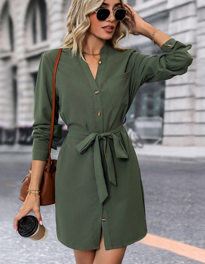 SHOPIQAT Solid Colour Long-Sleeved Dress - Premium Dresses from shopiqat - Just $10.350! Shop now at shopiqat