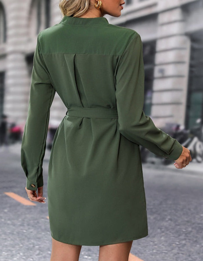 SHOPIQAT Solid Colour Long-Sleeved Dress - Premium Dresses from shopiqat - Just $10.350! Shop now at shopiqat