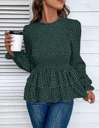 SHOPIQAT New Women's Mid-Collar Printed Long-Sleeved Shirt - Premium  from shopiqat - Just $8.500! Shop now at shopiqat