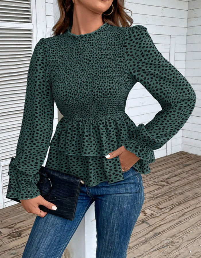 SHOPIQAT New Women's Mid-Collar Printed Long-Sleeved Shirt - Premium  from shopiqat - Just $8.500! Shop now at shopiqat