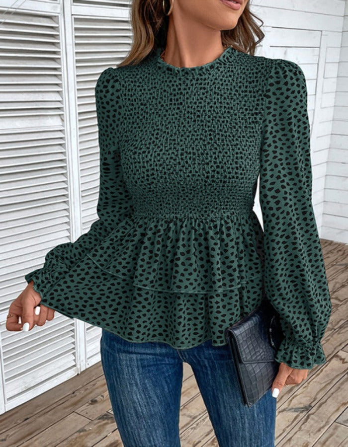SHOPIQAT New Women's Mid-Collar Printed Long-Sleeved Shirt - Premium  from shopiqat - Just $8.500! Shop now at shopiqat