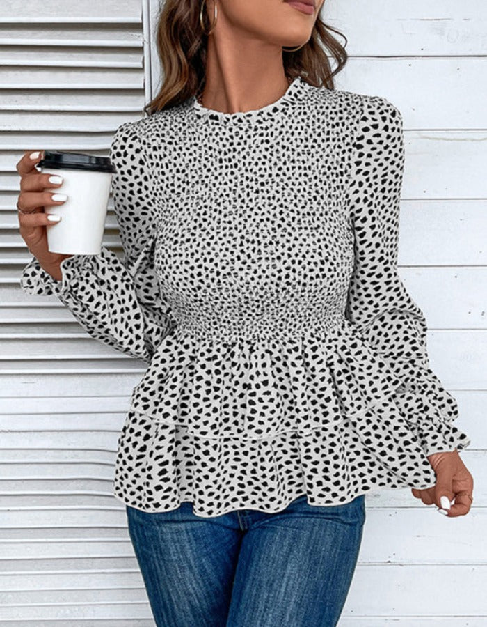 SHOPIQAT New Women's Mid-Collar Printed Long-Sleeved Shirt - Premium  from shopiqat - Just $8.500! Shop now at shopiqat