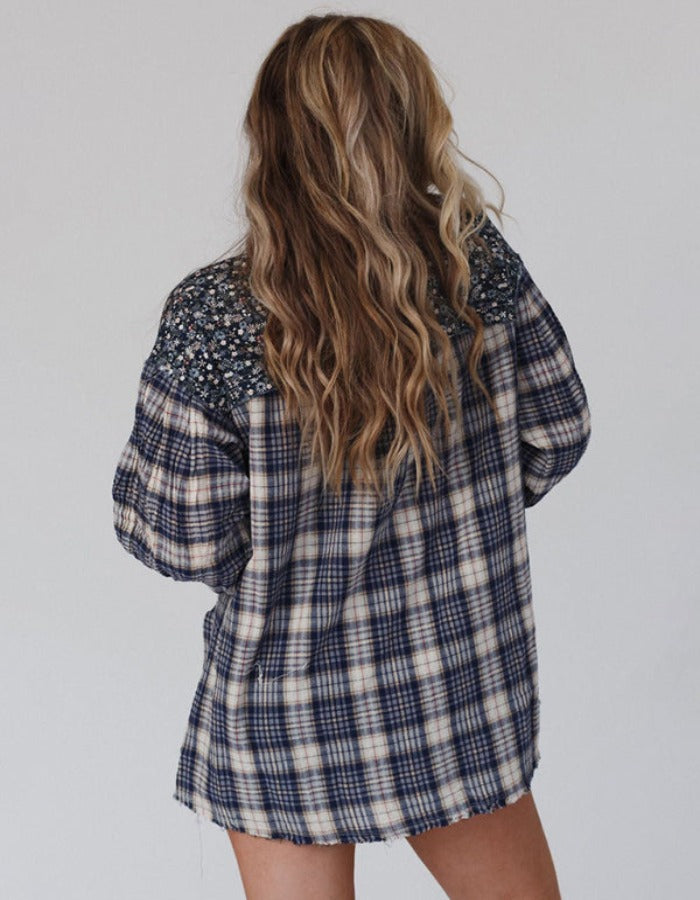 SHOPIQAT Women's Round Neck Plaid Printed Loose Long Sleeve Top - Premium  from shopiqat - Just $11.400! Shop now at shopiqat