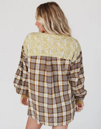 SHOPIQAT Women's Round Neck Plaid Printed Loose Long Sleeve Top - Premium  from shopiqat - Just $11.400! Shop now at shopiqat