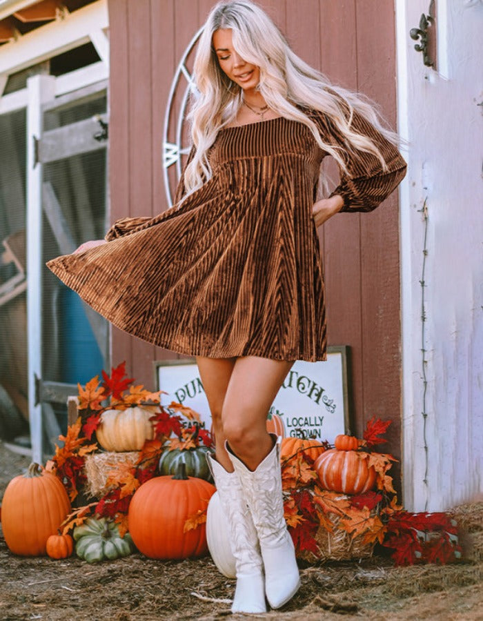 SHOPIQAT Women's Velvet Elegant Loose Long Sleeve Dress - Premium  from shopiqat - Just $12.200! Shop now at shopiqat