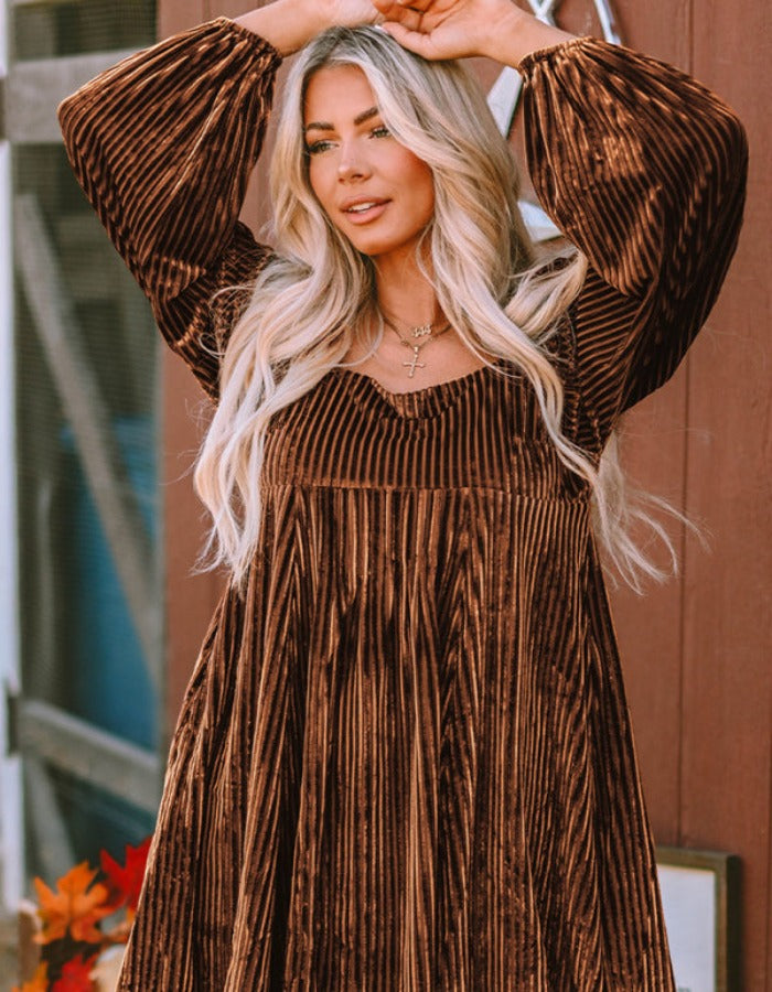 SHOPIQAT Women's Velvet Elegant Loose Long Sleeve Dress - Premium  from shopiqat - Just $12.200! Shop now at shopiqat